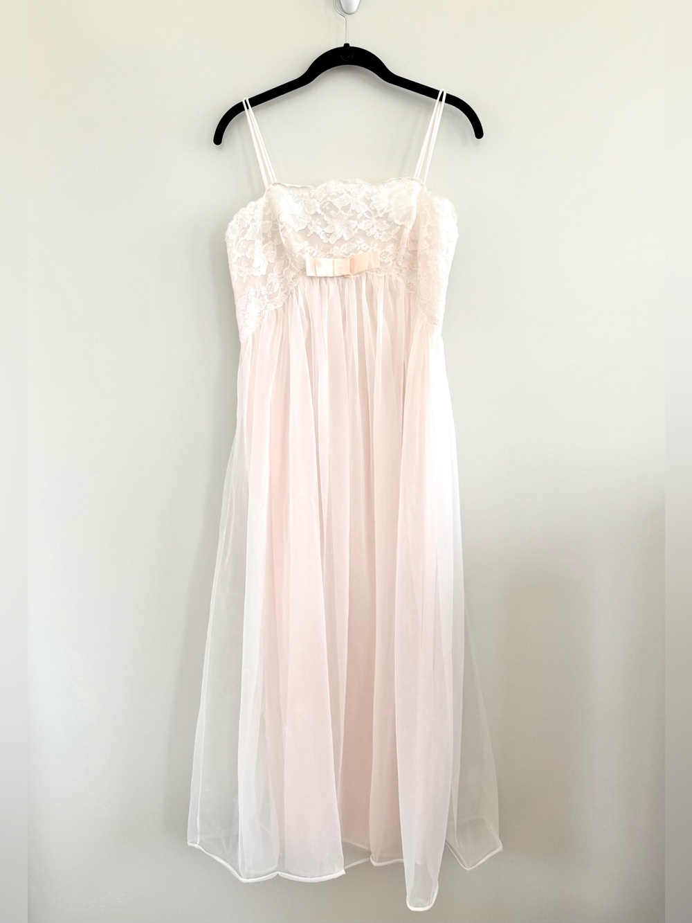 Vintage 1960s Henson Kickernick Blush Pink Lingerie Long Lace Slip Dress
